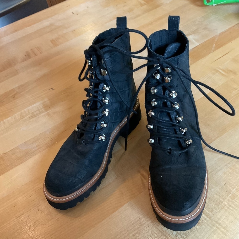 Marc Fisher LTD Black Combat Boots Chunky Lug Sole Y2K Urban Streetwear - Picture 15 of 16
